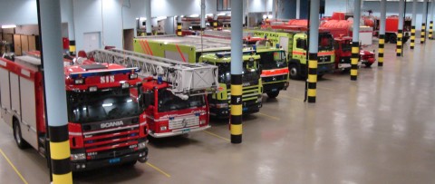 Alignée de camions d'intervention